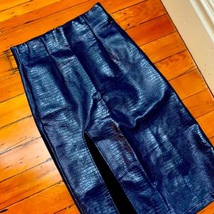 Blue snakeskin midi skirt